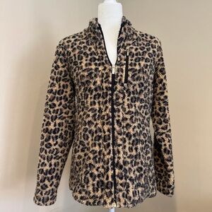 Calvin Klein Faux Fur Leopard Fuzzy Jacket